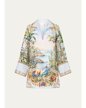 CAMILLA Long-Sleeve Tunic Dress - White