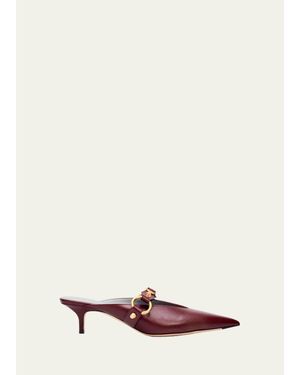 Balenciaga 45Mm City Leather Mules - Red
