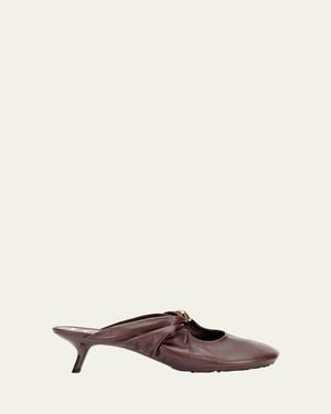 Loewe Pebble Soft Leather Mules - Brown
