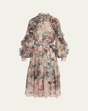 Kobi Halperin Amanda Floral-Print Ruffle Midi Dress - White