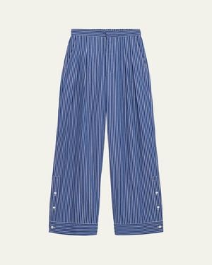Loewe Baggy-Fit Pleated Stripe Pants - Blue