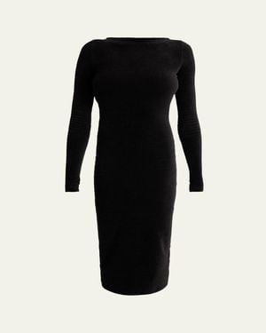 Balmain Embellished Open Back Long-Sleeve Midi Dress - Black