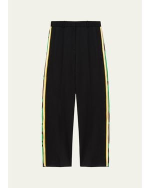 Loewe Layered Side-Stripe Straight-Leg Pants - Black