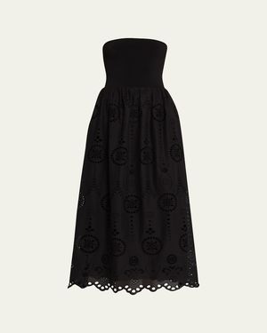 Matteau Strapless Knit Broderie Dress - Black