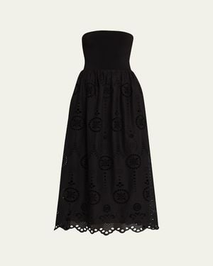 Matteau Strapless Knit Broderie Dress - Black