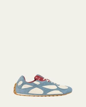 Bottega Veneta Orbit Lite Lace-Up Suede And Nylon Sneakers - Blue