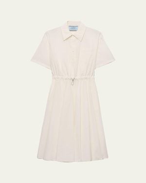 Prada Drawstring Pleated Midi Dress - Natural