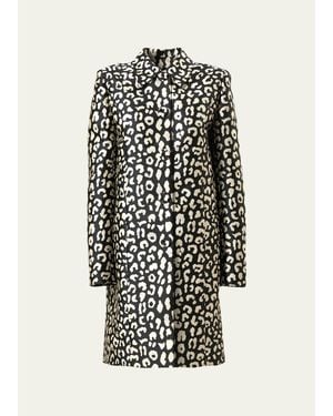 Carolina Herrera Leopard Button-Front Coat - White