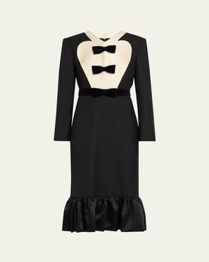 Valentino Garavani Bow Tuxedo Ruffle Midi Dress - Black