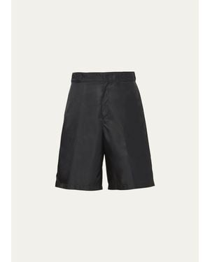 Prada Re-Nylon Printed Bermuda Shorts - Gray