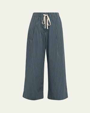 A.L.C. James Striped Cotton Drawstring Pants - Blue
