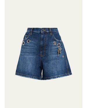 Marc Jacobs Grommet Denim Shorts - Blue