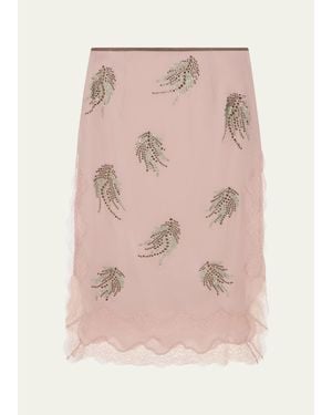 16Arlington Liri Embellished Silk Midi Skirt - Pink