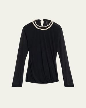 Junya Watanabe Pearly Collar Semi-Sheer Shirt - Blue