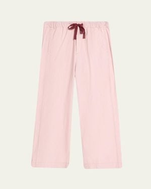 Sanderlak Cotton Poplin Stripe Wide-Leg Pants - Pink
