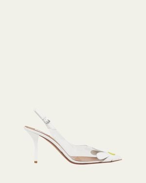 Alaïa 90Mm Bloom Transparent Slingback Pumps - Natural