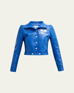 Courreges Textured Vinyl Crop Jacket - Blue