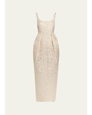 Christopher John Rogers Halftone Wiggle Dot Metallic Jacquard Dress - White