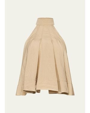 Cinq À Sept Jagger High-Neck Taffeta Blouse - Natural