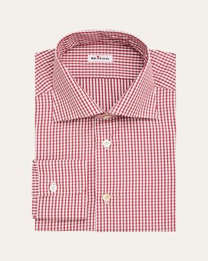 Kiton Cotton Micro-Check Dress Shirt - Pink