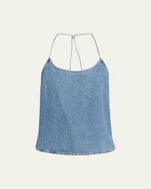 Still Here Toggle Halter Tank Top - Blue