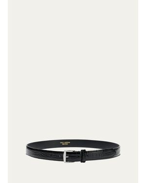 Nili Lotan Sloane Lizard-Embossed Leather Belt - White