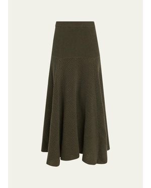 Ulla Johnson Lucia Wool Open Knit Midi Skirt - Green