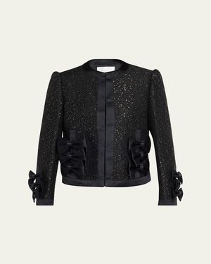 Noir Kei Ninomiya Satin Bow Sequined Jacket - Blue