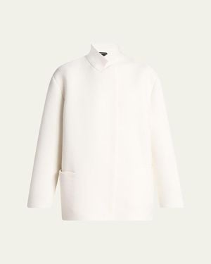 Tom Ford Wool-Cashmere Knit Jacket - Natural