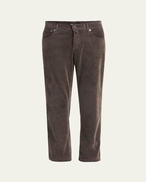 Kiton Cotton Stretch Straight Leg Five-Pocket Pants - Gray
