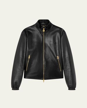 Versace Full-Zip Leather Jacket - Black