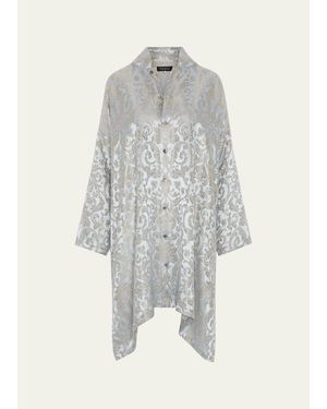 Eskandar Wide A-Line Chinese Collar Shirt - White