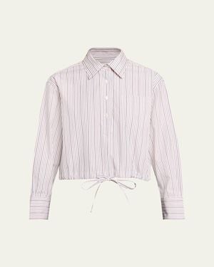 WE-AR4 The Cc Striped Drawstring Cotton Shirt - Natural