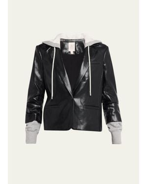 Cinq À Sept Hooded Vegan Leather Jacket - Black
