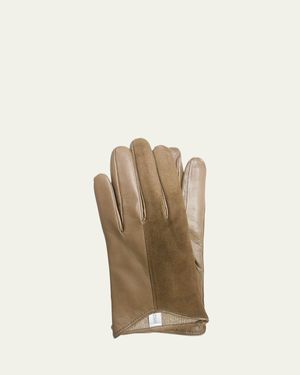 Guanti Giglio Fiorentino Nappa Leather-Suede Combo Gloves - Natural