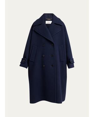 Chloé Virgin Wool-Blend Double-Breasted Coat - Blue