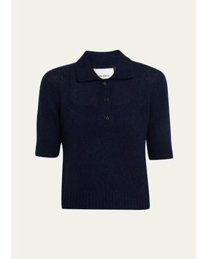 Lisa Yang Masy Cashmere Silk Polo Sweater - Blue