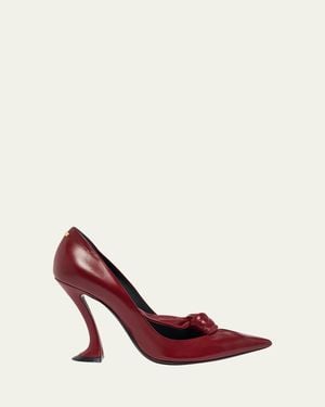 Lanvin 100Mm Leather Bow Pumps - Red