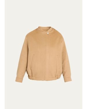 Cinzia Rocca Short Collarless Bomber Jacket - Natural