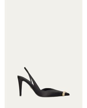 Giuseppe Zanotti 90Mm Crystal Toe Satin Slingback Pumps - White