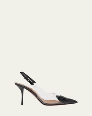 Alaïa Coeur Clear Patent Heart-Toe Slingback Pumps - Natural