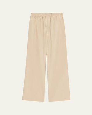 Brandon Maxwell Teagan Wide-Leg Pull-On Pants - Natural