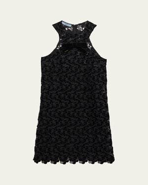 Prada Lace Scallop Mini Dress - Black