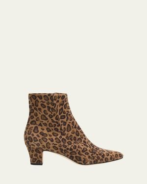 Manolo Blahnik 50Mm Myconia-Printed Suede Ankle Boots - Brown