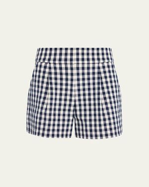 Veronica Beard Haina Cotton Gingham Shorts - Blue
