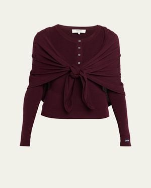 Sea Jane Henley Sweater With Scarf - Purple