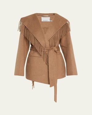 Jonathan Simkhai Rowen Fringe Belted Wool-Blend Jacket - Natural