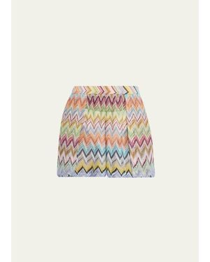 Missoni Zig-Zag Lame Shorts Coverup - White