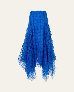Akris Embroidered Organza Maxi Handkerchief Skirt - Blue
