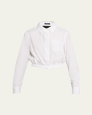 R13 Cropped Long-Sleeve Boxy Shirt - White